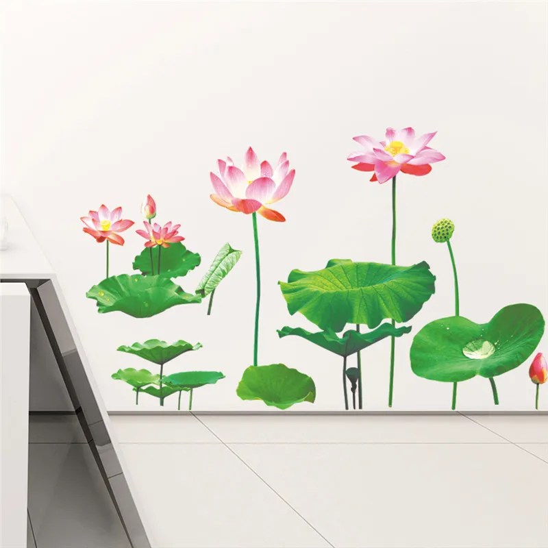 3D Lotus Flower & Leaf Wall Sticker (80x148 cm) । CN-03 - Image 4